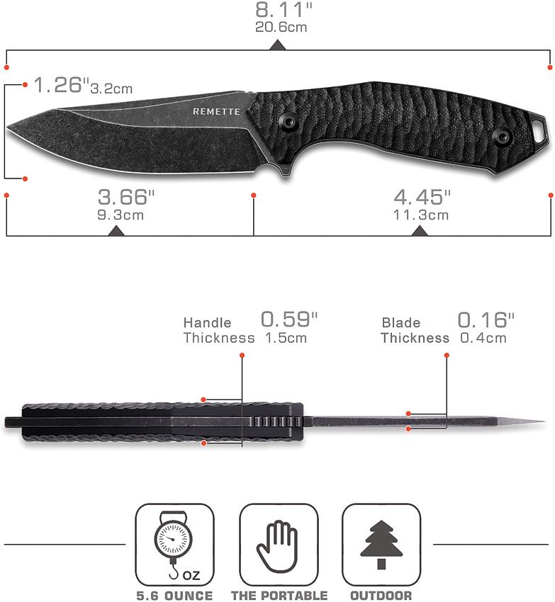 Allosaurus Fixed Blade Black RT-FB1