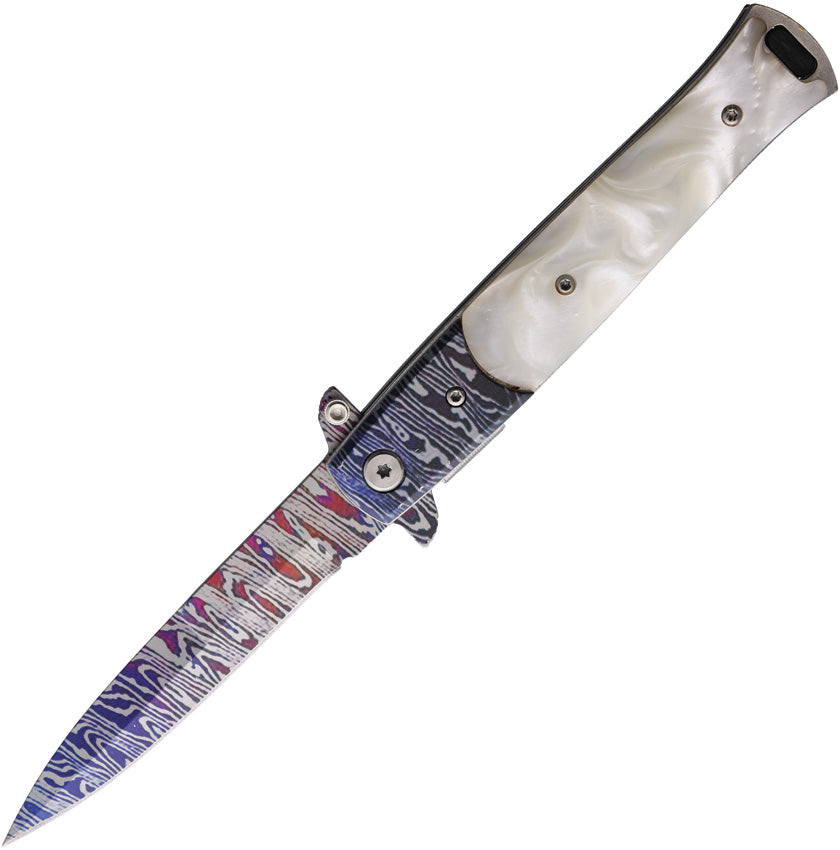 Damascus Etched Linerlock A/O 10-428CDMWP