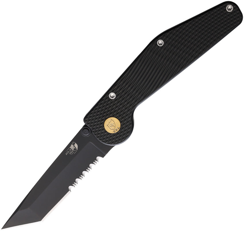 Auto Button Lock Tanto Serrate GT304