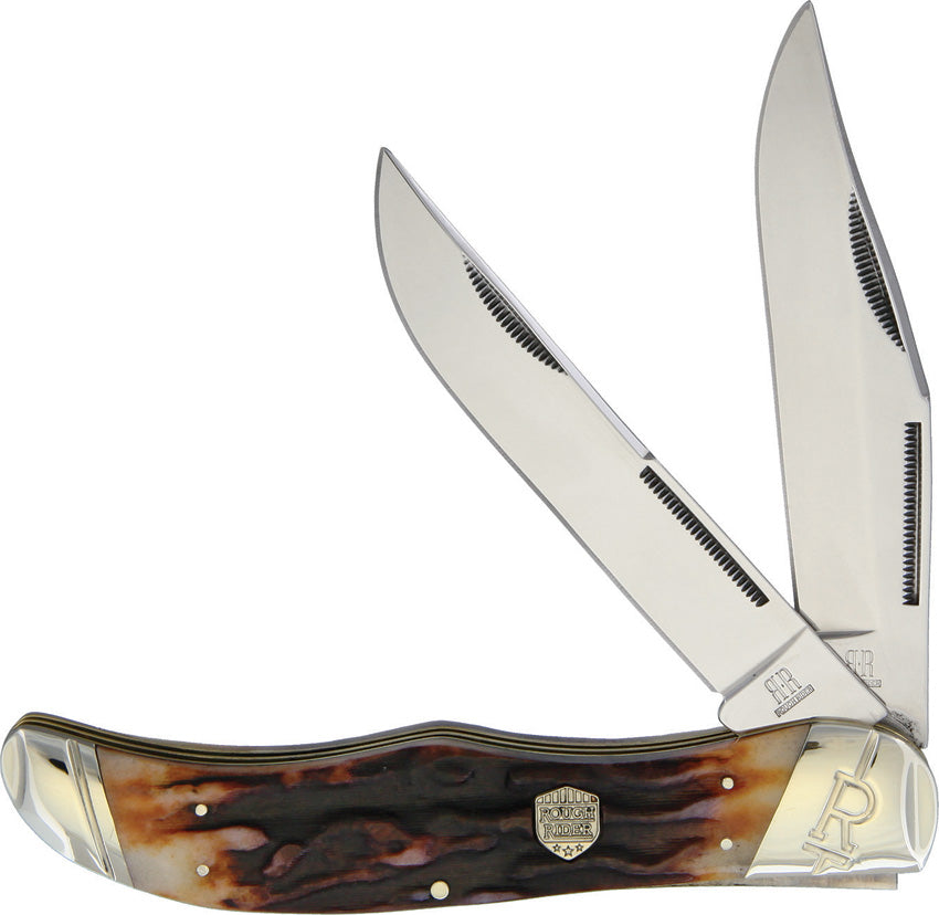 Folding Hunter Brown Stag Bone KB223R
