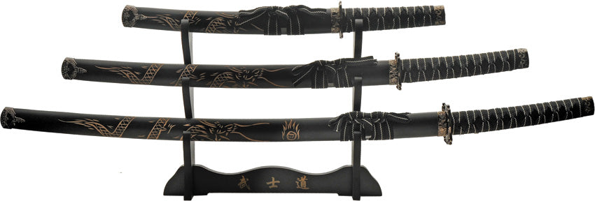3 Pc Black Dragon Katana 926970-BK