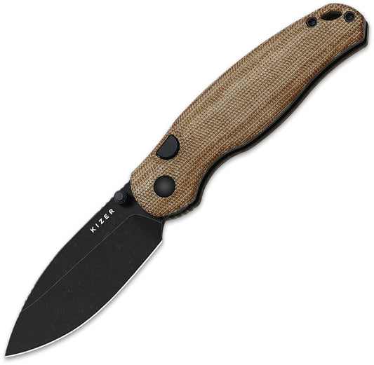 Kizer Cutlery Phoca BD Button Linerlock Brn V3781BDA1