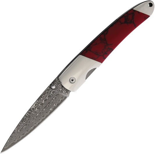 Damascus Linerlock Blood Stone