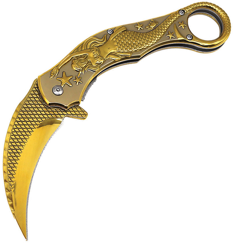 Mermaid Karambit Linerlock Gld 10-A120GD