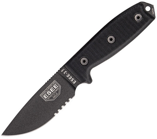 Model 3 Black G10 Serrated ESEE-3MIL-S-BLK