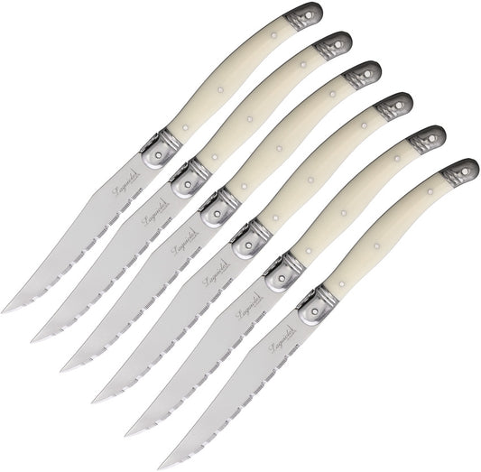 6 pc Steak Knife Set White LAG6W 6PC WHITE WITH CASE