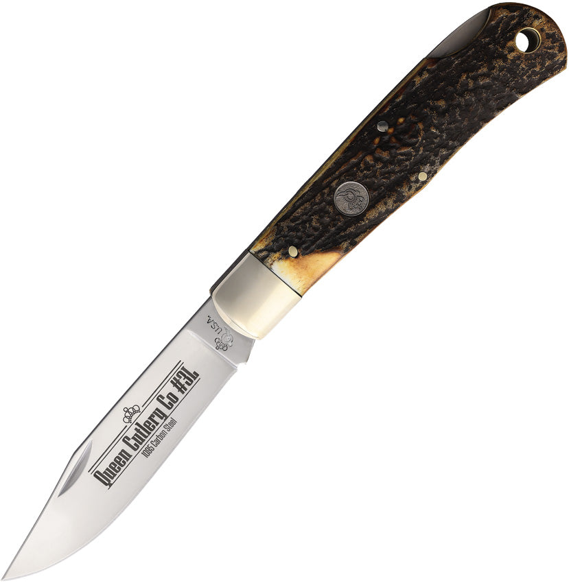 Lockback Burnt Stag Horn QGSH106