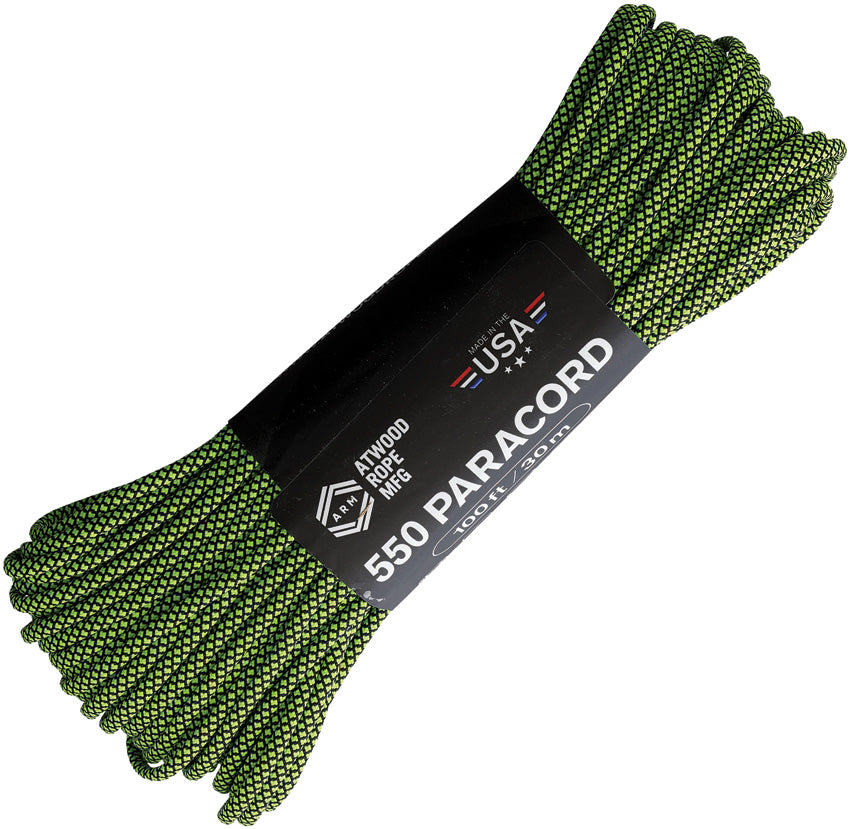 Parachute Cord Diamond Blk/Grn C550 DIAMOND BLK W/ NEON GREEN