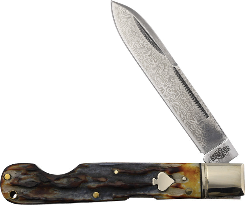 Lockback Cinnamon Bone Damascu RR2524 KA64