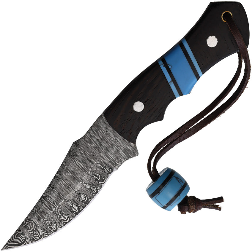 Fixed Blade Turq and Wood BRK-77 DAMASCUS