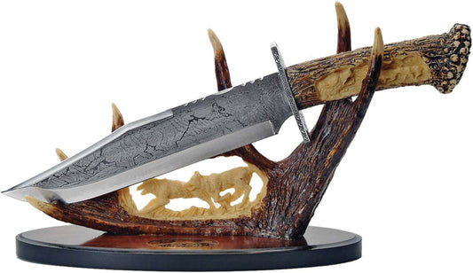 Bowie Knife w Display Wolf