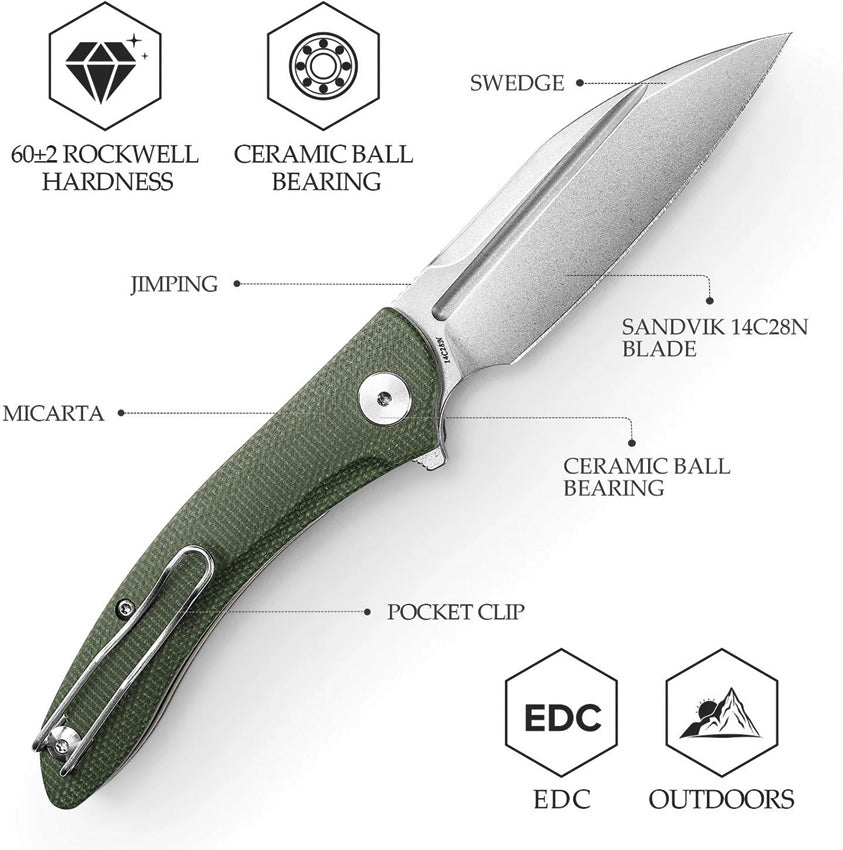 Cuckoo Linerlock Green TY30-GM-14